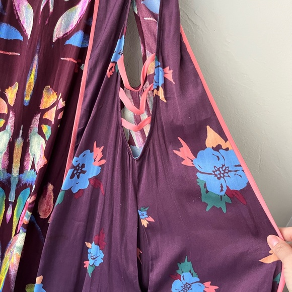 FREE PEOPLE MINI FLORAL DRESS WITH OPEN SLAT SIDES M - Picture 3 of 4